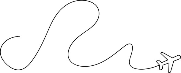 Airplane line path icon, airline, flight