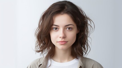 Fototapeta premium Close-up portrait of yong woman casual on white background 