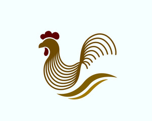 Rooster line art style logo design template illustration inspiration