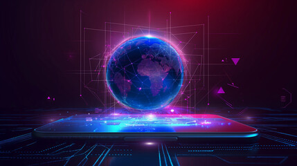 Obraz premium global mobile network internet based worldwide network connectivity digital technology, worldwide business networking 