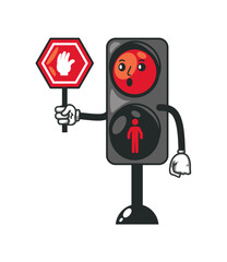 pedestrian traffic light stop caution