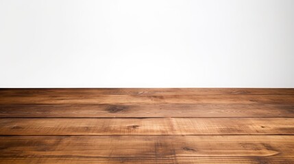 Empty wood table on white background