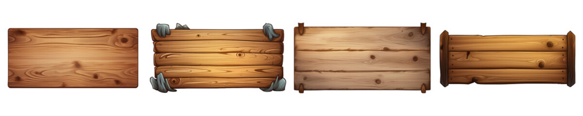 Fototapeta premium Wooden blank sign board on transparent background png