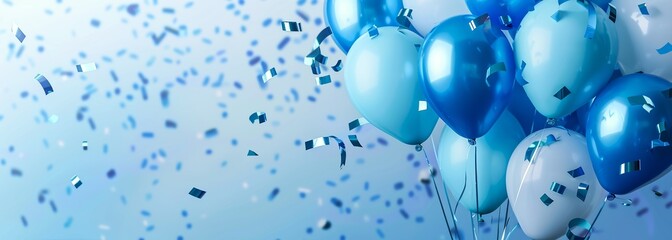 Blue birthday balloons background. Celebration background