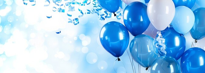 Blue birthday balloons background. Celebration background