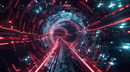 Fototapeta premium hyperspace background, warp tunnel effect. generative ai
