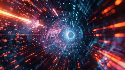Obraz premium hyperspace background, warp tunnel effect. generative ai