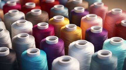 Spools of thread and balls of wool, close-up 
