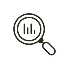 Research analysis of data icon. Magnifying glass vector illustration