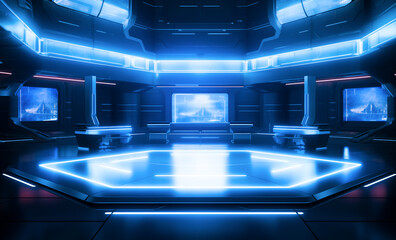 Futuristic technology product booth