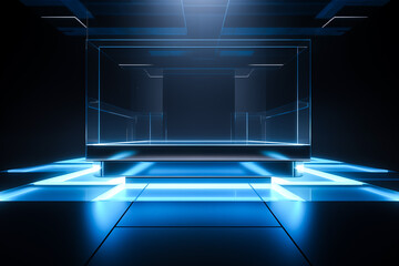 Futuristic blue technology product podium
