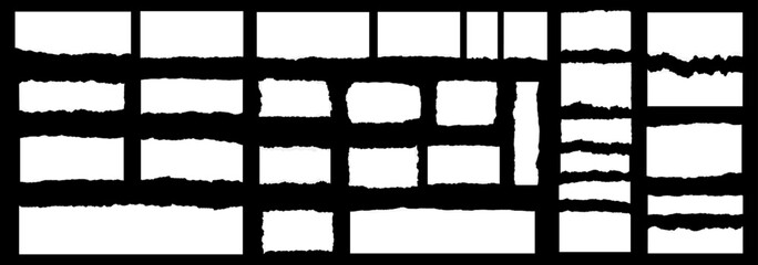 Torn sheets of paper. ripped white paper on a black isolated background. Vector illustration