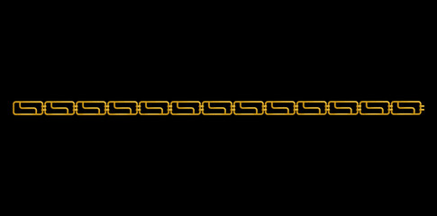 Drawing Style Of Stunning Gold Chain Isolated On Black Background, Realistic Horizontal Jewelry Vector Illustration.	