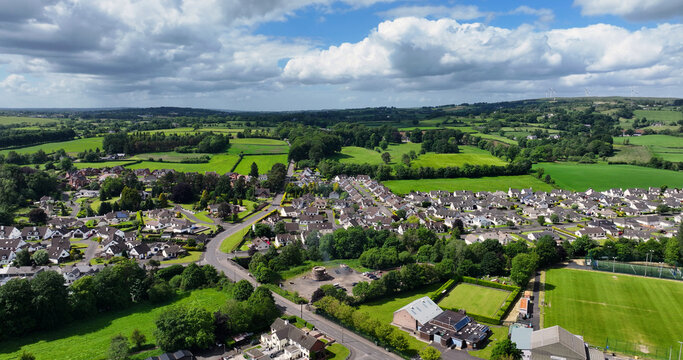 Aerial photo of Residential homes in Broughshane Ballymena Co Antrim Northern Ireland
