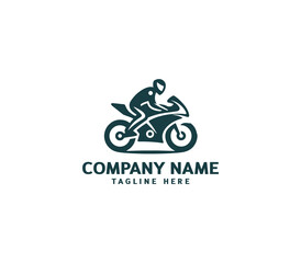 Motorcycle logo vector design. Motorcycle logo concept. Speed bike racer on the sport motorcycle.