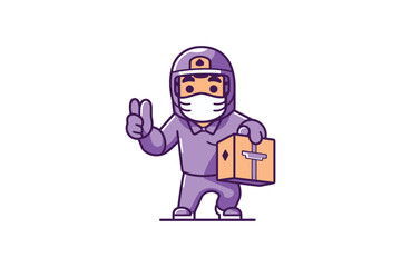 boy in uniform with parcel vector sublimation mascot logo design