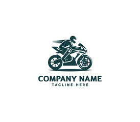 Motorcycle logo vector design. Motorcycle logo concept. Speed bike racer on the sport motorcycle.