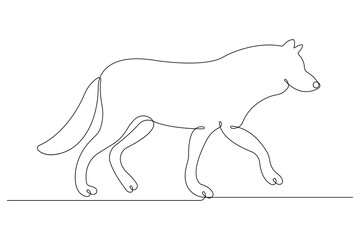 Continuous one line drawing of wolf animals concept single line outline vector design