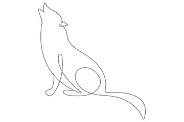 Continuous one line drawing of wolf animals concept single line outline vector design