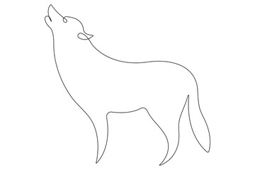 Continuous one line drawing of wolf animals concept single line outline vector design