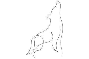 Continuous one line drawing of wolf animals concept single line outline vector design