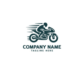 Motorcycle logo vector design. Motorcycle logo concept. Speed bike racer on the sport motorcycle.