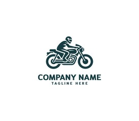 Motorcycle logo vector design. Motorcycle logo concept. Speed bike racer on the sport motorcycle.