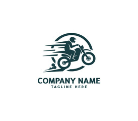 Motorcycle logo vector design. Motorcycle logo concept. Speed bike racer on the sport motorcycle.