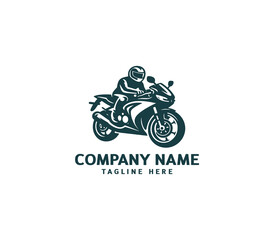 Motorcycle logo vector design. Motorcycle logo concept. Speed bike racer on the sport motorcycle.