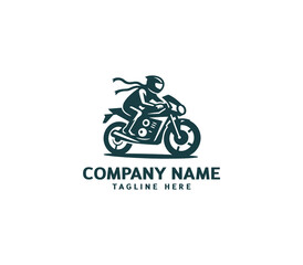 Motorcycle logo vector design. Motorcycle logo concept. Speed bike racer on the sport motorcycle.