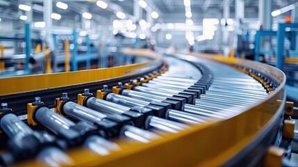 Obraz premium Automated conveyor belt in a modern enterprise