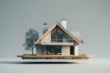 Modern Sustainable Wooden House with Large Windows and Greenery in Minimalist Design