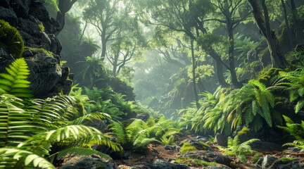 Majestic Evergreen Forest,timeless beauty and grandeur of a majestic evergreen forest