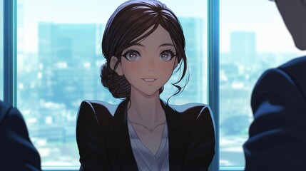 打ち合わせをしているビジネスウーマン、会議室25