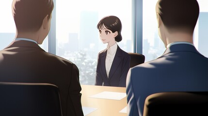 打ち合わせをしているビジネスウーマン、会議室32