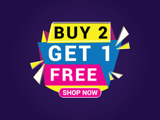 Buy 2 Get 1 Free Banner, Special Offer Banner, Big Sale, Sale Banner, Banner Design Template.