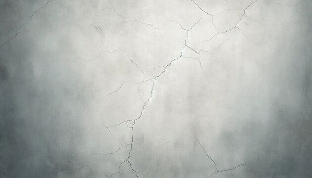 亀裂のある白いコンクリートの壁　ひび割れた壁　　テクスチャ　壁紙　背景　表面