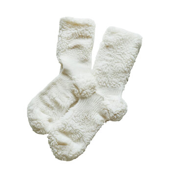 fuzzy socks on transparent background, single object