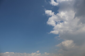 Natural Blue Sky with Randomly Shaped Clouds on One Side