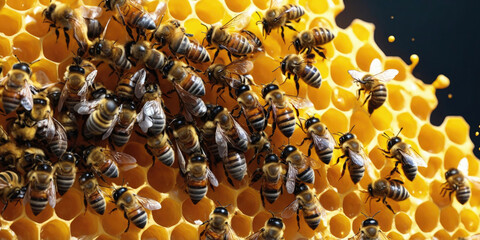 Wasps or Bees are producing honey in the nest