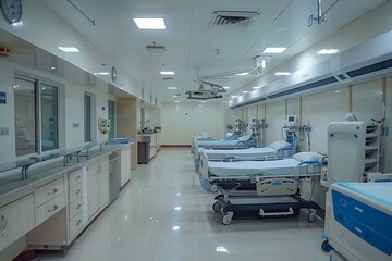 A well-equipped intensive care unit (ICU) in a modern Indian hospital