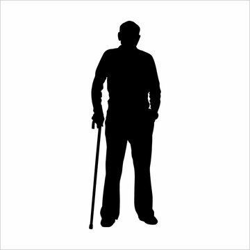 recommend clip art: Silhouette of an old man, with a cane