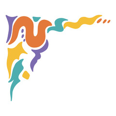 Retro Groovy Border Corner. Vector Illustration in Abstract Design.