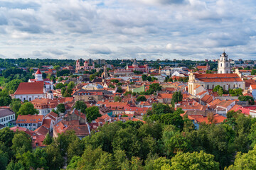 Panoramic view of the old town of Vilnius, Lithuania