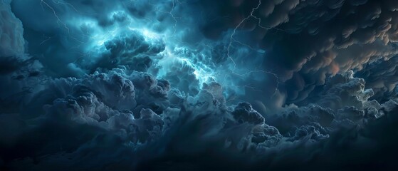 Craft a vivid image of a thunderstorm from the perspective of looking skyward from the ground