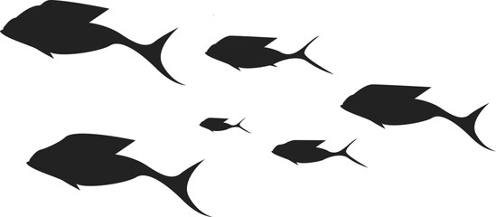 Fish Group Silhouette Simple Flat Design Vector Background
