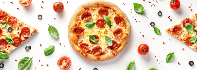 Tasty pizza on white background