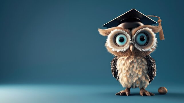 A wise owl wearing a graduation cap Symbol of educational success