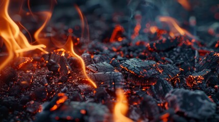 beautiful burning flames at night generative ai