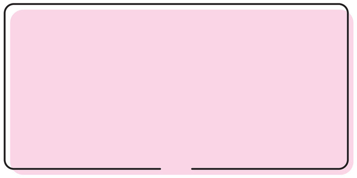 Pink rectangular background and black frame with rounded corners on transparent background and png. Blog or message box and chat comments.